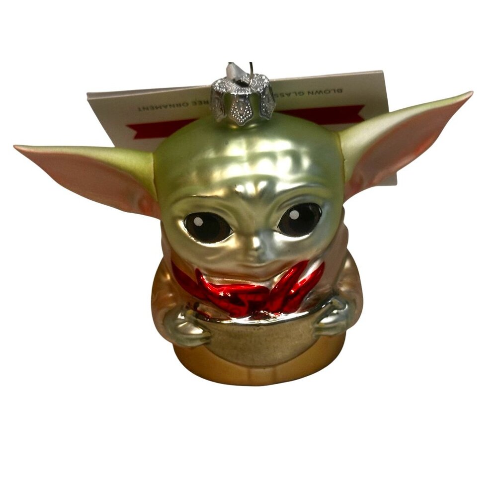 Star Wars Mandalorian Grogu Hallmark Blown Glass Christmas Ornament Friend Gift